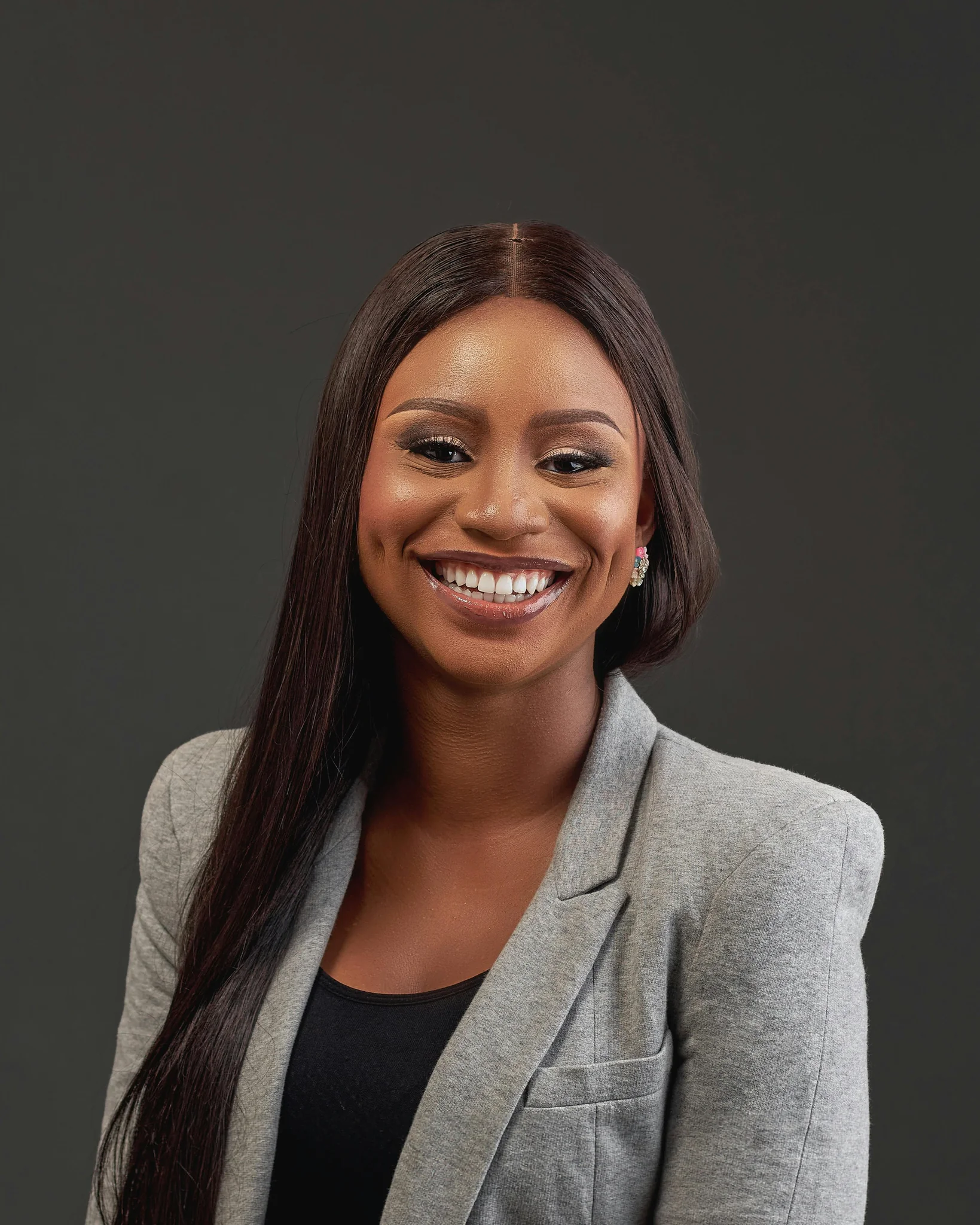 A woman with smile on her face